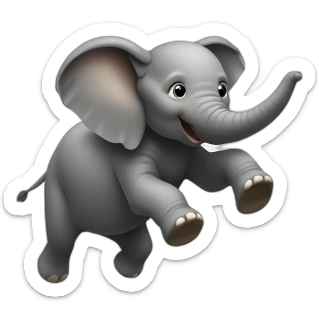 Elefant jumping parashout sticker