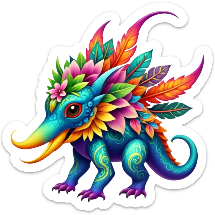Colorful Exotic Floral Fakémon-Pokémon-creature sticker