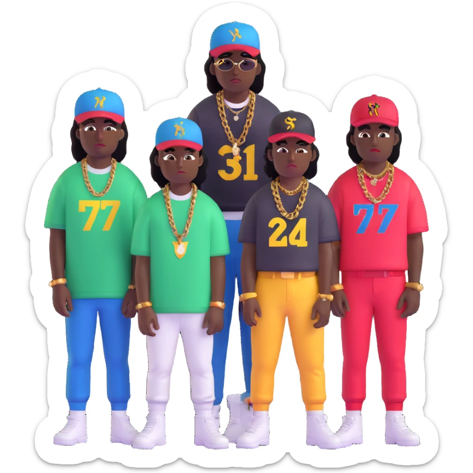 black cats as a music gang in New York with Playboi Carti and Lil Uzi Vert in the background sticker