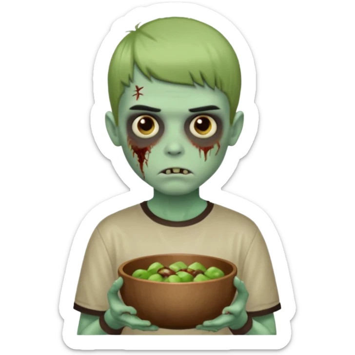 Garoto zumbi com camisa alternativa cabelo castanho quase tijelinha mas não tijelinha sticker