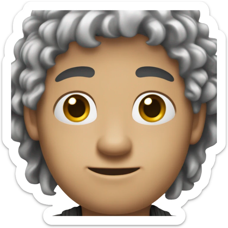 El avatar es un hombre con cabello rizado y oscuro, ojos grandes y expresivos. Sonríe ampliamente y lleva una  bata blanca. Su brazo derecho está levantado en un gesto de saludo. sticker