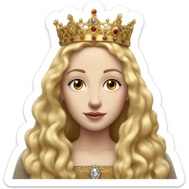Queen Jane tudor England long blonde hair crown pretty detail sticker