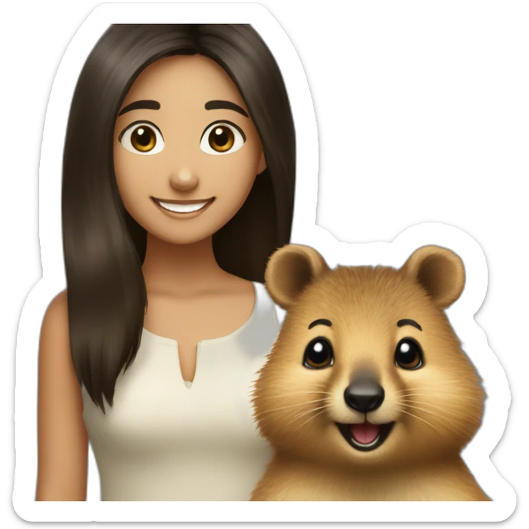 a-happy-quokka-with-happy-girl-who-is-black-hair sticker