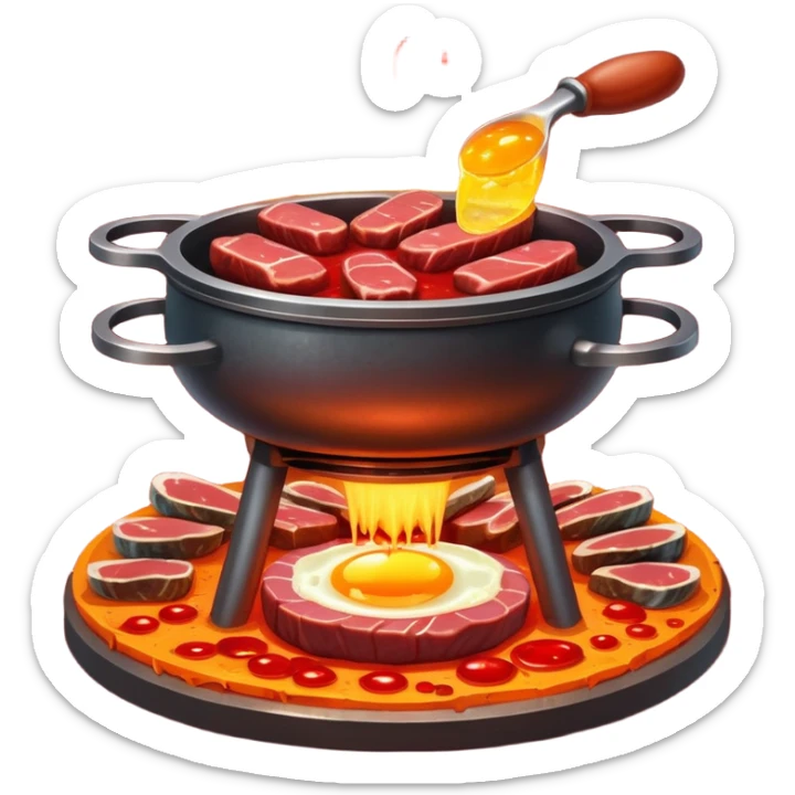 Iron-rich foods (liver, steak, sardines, dark chicken meat, egg yolk) surrounding a glowing forge that transforms them into bright red blood cells. The blood cells carry tiny oxygen molecules throughout a luminous outline of a body, bringing energy to muscles and vital organs. sticker