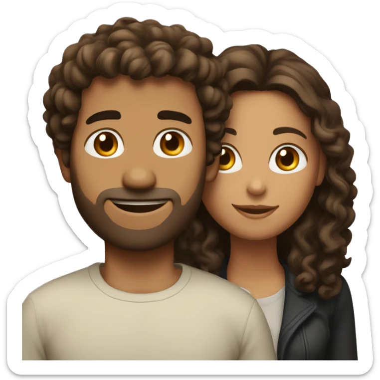 A wheatish girl with dark brown curly hair and her tall wheatish husband with light brown straight hair sticker