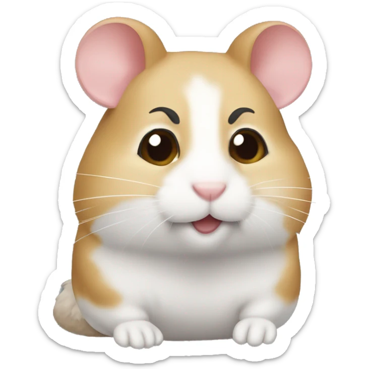 Yüzü siyah sırtı beyaz poposu siyah hamster sticker