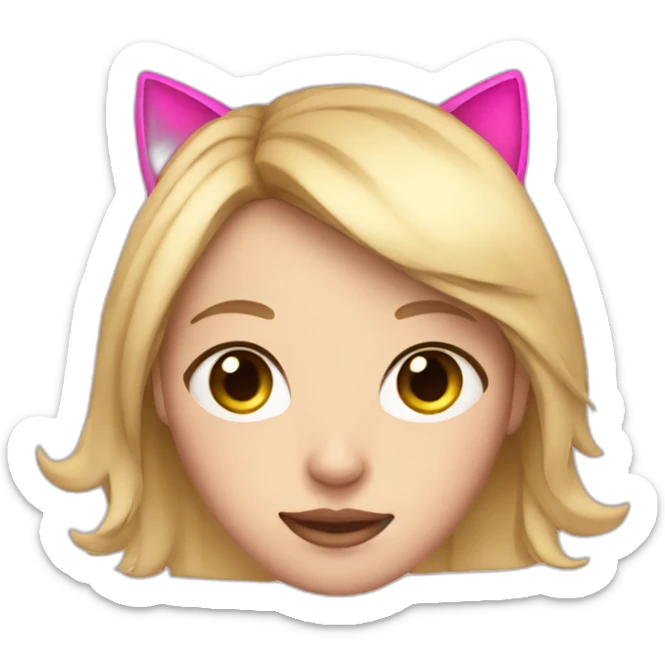 Blonde Hair Girl with Cat ears and pink eyes sticker