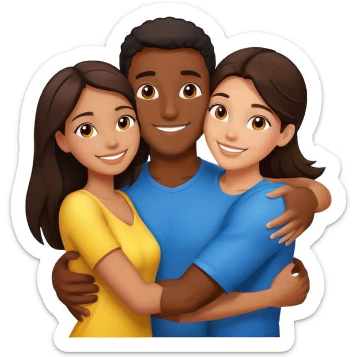 couple hug with warm smiles black latin guy Brazilian brunette girl  sticker