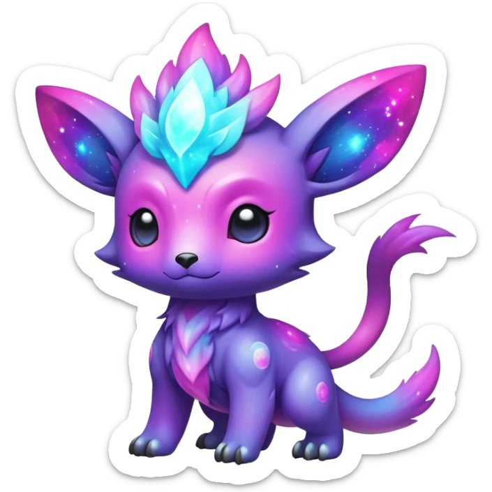 Cute cool colorful nebula fantasy animal hybrid Fakemon full body sticker