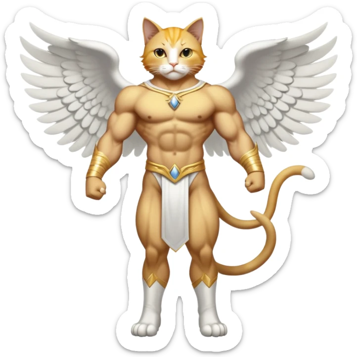 Golden Divine god angel Omni Black and white Super muscular Buff sigma Gigachad cat full body tuxedo colored  sticker