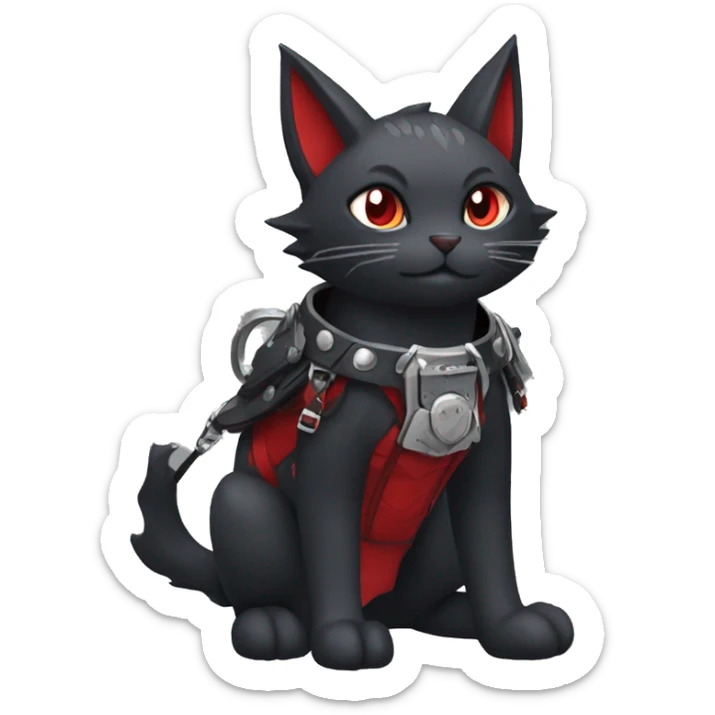 cool edgy black punk red ethereal fantasy nargacuga-bat-cat-Fakemon collar harness full body sticker