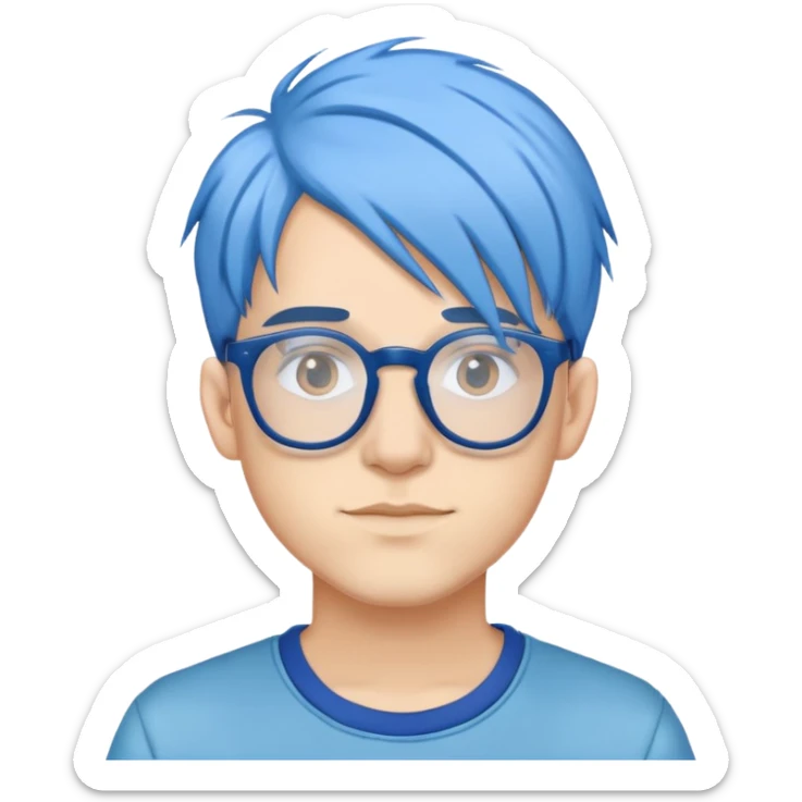 Michou, French YouTuber with blue hair and glasses sticker