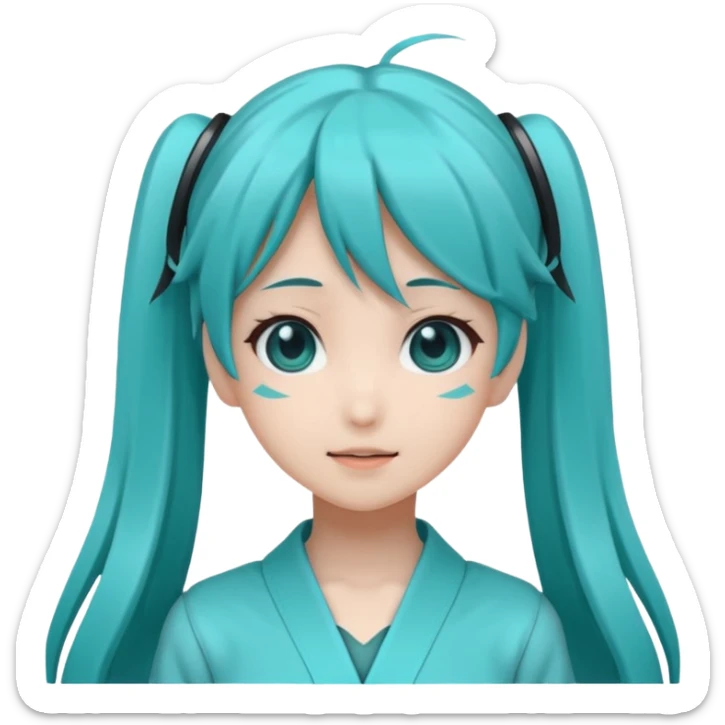 Hatsune Miku as a emoticon and is cute like an anime girl sticker