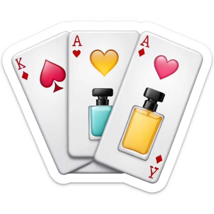 emoji of playing cards with illustrations of beauty products on them
 sticker