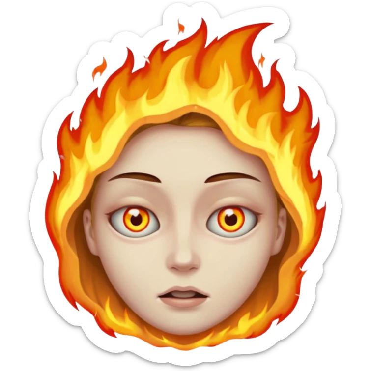 A burning person with fire coming out of where the eyes and make them dead sticker