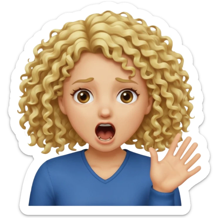 Emoji di ragazza bionda riccia che urla ma non è spaventata e mette una mano in faccia sticker