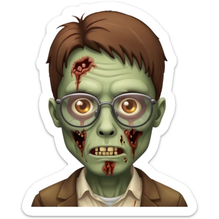 zombie with brown glasses sticker