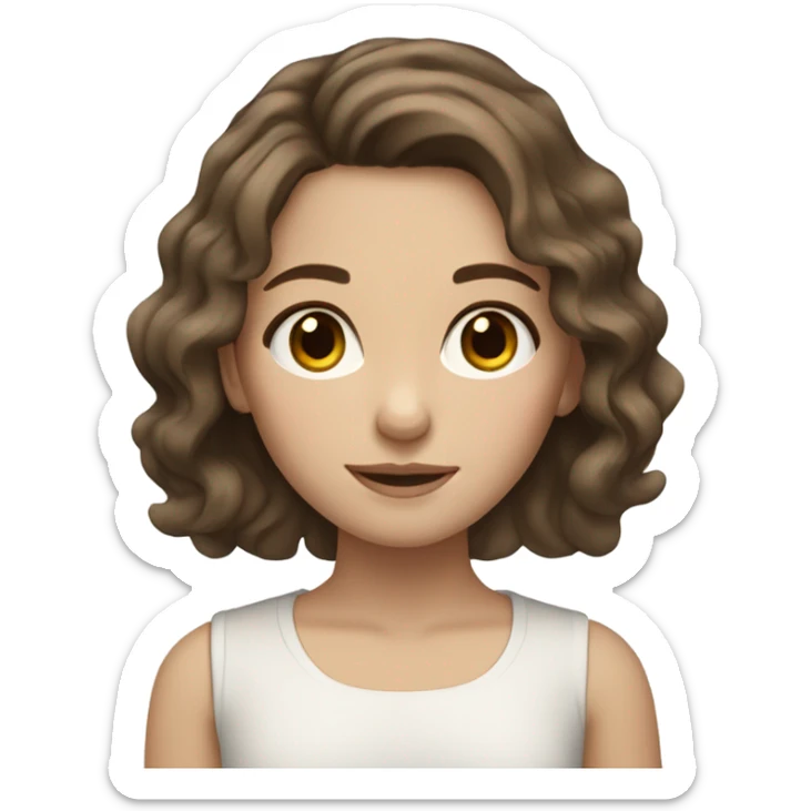 brunette girl with light brown eyes and wavy brown hair and paleish white skin sticker