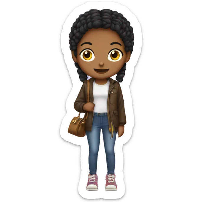 girl wearing a cross body purse and animal shoes sticker