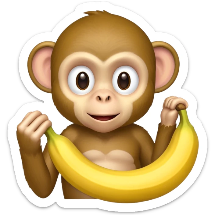 Quiero hacer a un mono jugando futbol y un plátano en la mano sticker