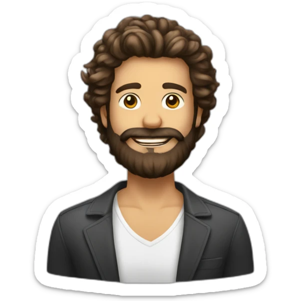 Homme cheveux brun barbe qui lève le doigt avec un bob sticker