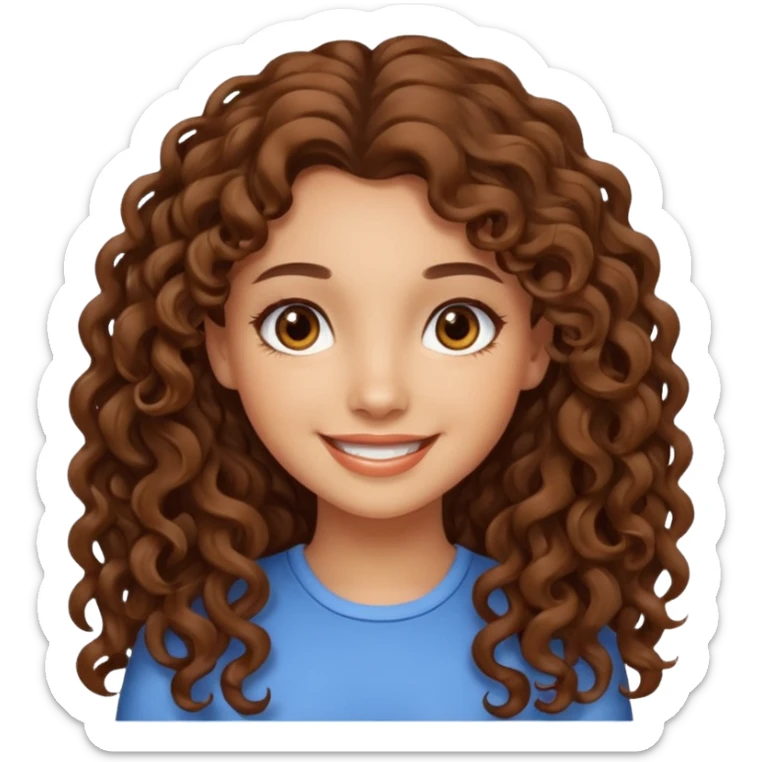 pretty girl brown long hair curly with brown eyes and lightskin  sticker