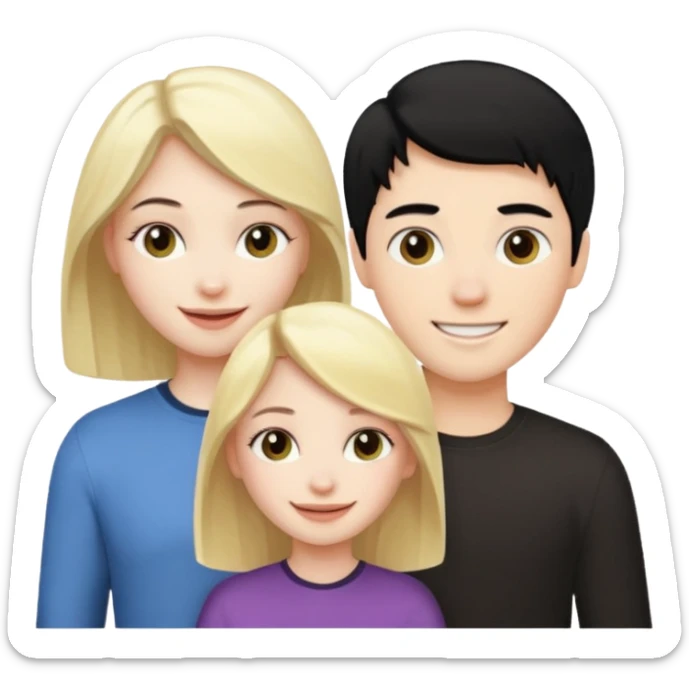 A black hair girl a blonde girl and a blonde boy sticker