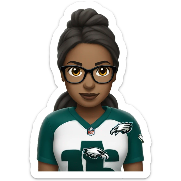 Brown skin girl with glasses in Philadelphia eagles clothes sticker