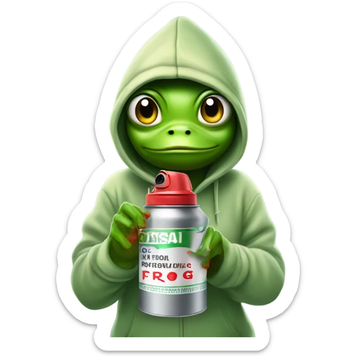 Beautiful female Frog in a hoodie with a can of spray paint  sticker