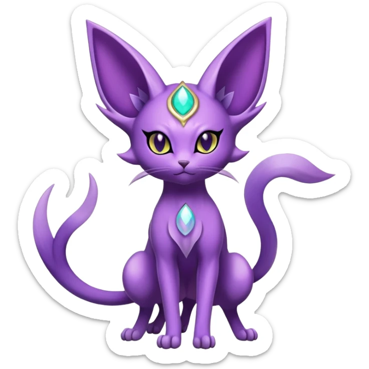 Shiny Exotic Espeon-Persian-Pokémon-Fakémon-hybrid-creature (full body) sticker