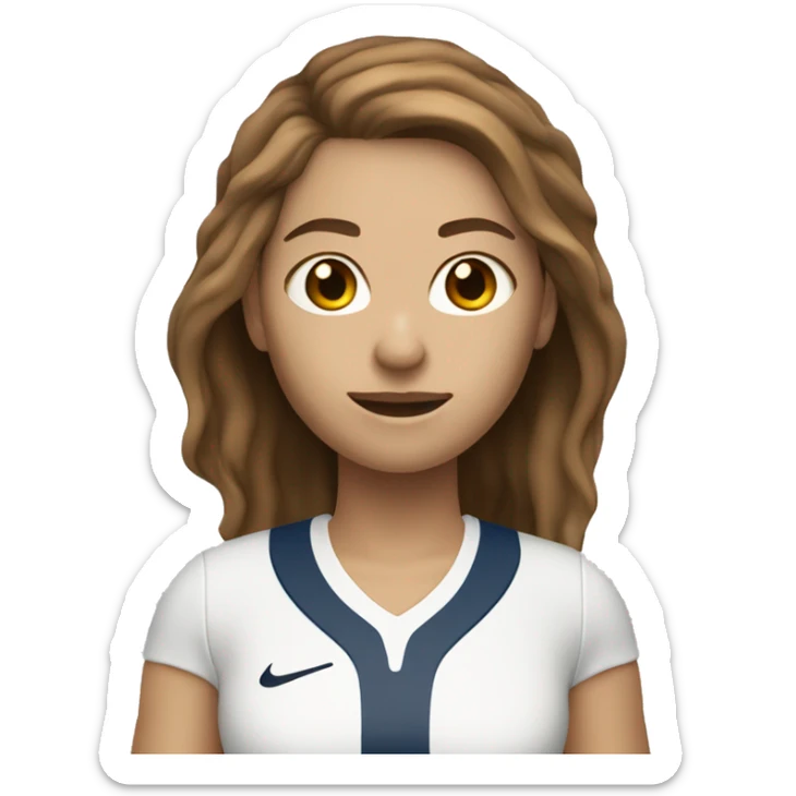 White light skin female brown hair tennis player female with racquet  sticker