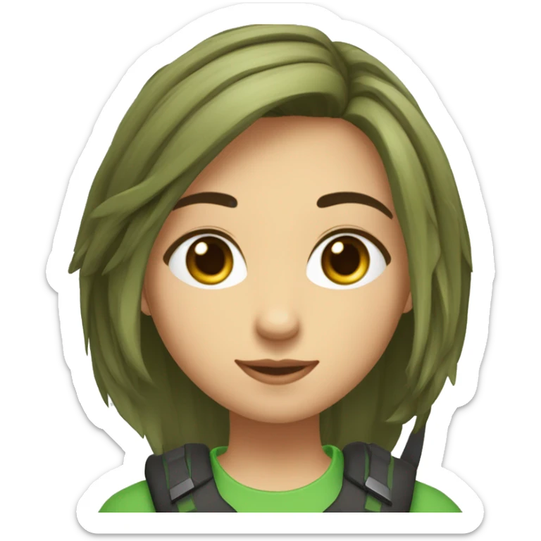 Un joven de tez clara, pelo castaño y liso, ojos verdes, muy lindo y con audífonos gamer sticker