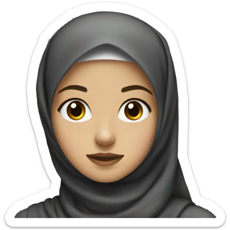 A Girl with hijab but neck showing and dark black Eyes and hijab black sticker