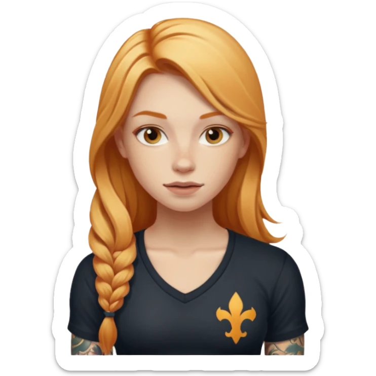 girl with long blonde hair and tattoos and an athletic ginger girl sticker