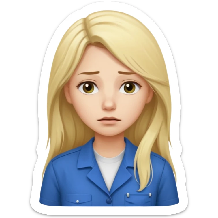 tired blond woman with long hair. she should look like she works in the ffcie  sticker