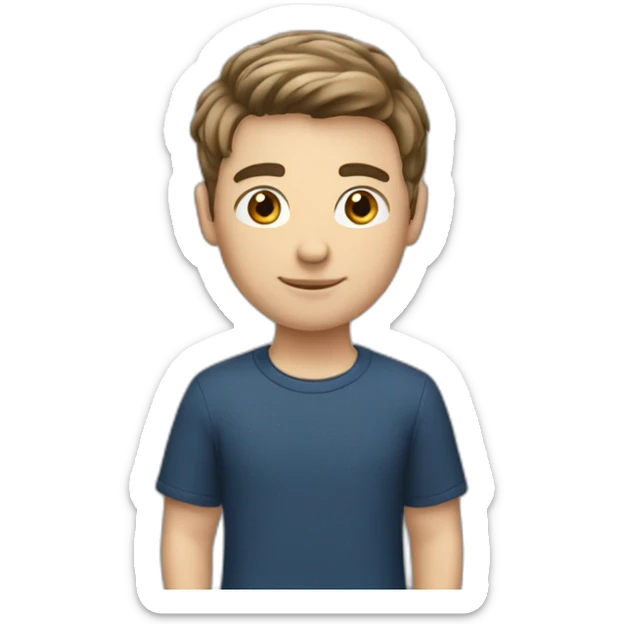 a white male student with very short brown hair with hairstyle French crop sticker