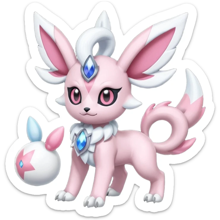 Dark edgy cool Palkia-Diancie-Absol-Sylveon-Espurr-Minccino-fusion  sticker
