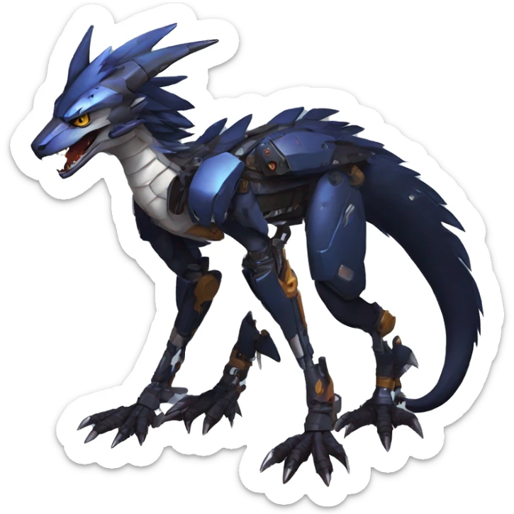 Full body Edgy Anthro Futuristic Mechanical Sergal-raptor-nargacuga-vernid sticker