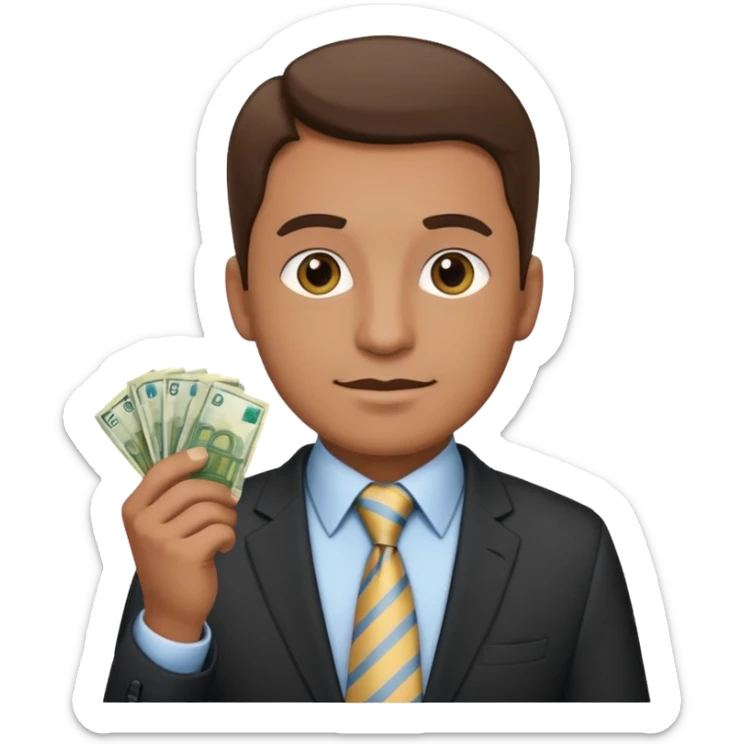 AN UNCLE with a tie in business clothes and with euro money
 sticker