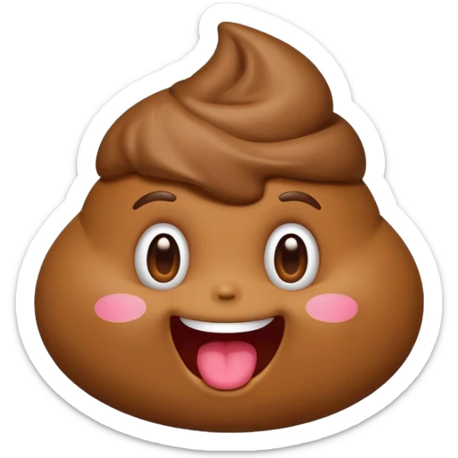 cartoon poop emoji with a cute face blowing a kiss, playful and lighthearted sticker