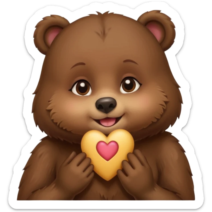 a girl bear kissing / no paw / no hair sticker