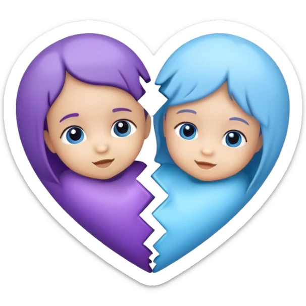 Make a heart with one half baby blue and the other baby purple  sticker