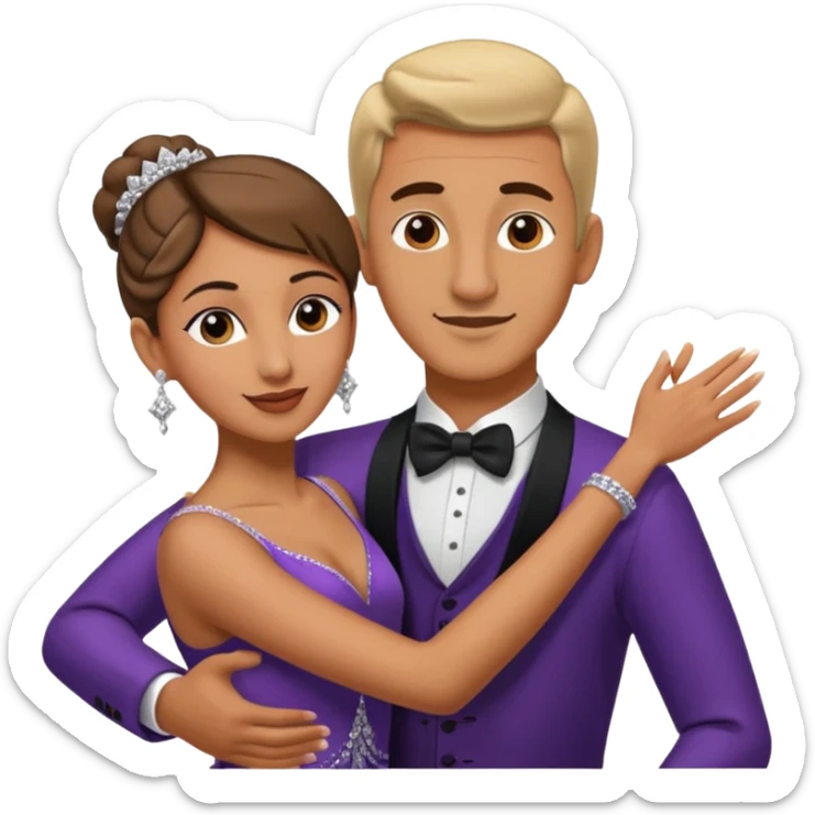 2 danseurs, une femme et un homme- la femme danse devant le mec, le mec est bcp plus grand qu'elle avec un gros nez- les bras de la femme sont autour du coup de l'homme  sticker