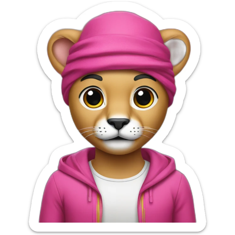 Pink panther with flag of Afghanistan like headband sticker