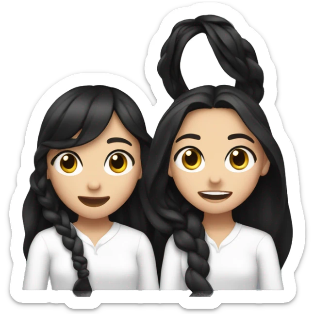 Olivia Rodrigo singing with a girl with white shirt wavy black hair and black eyes sticker