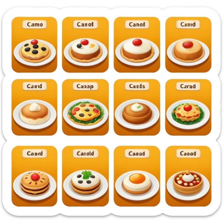 a lot of photo with food like catalog cards from delivery app sticker