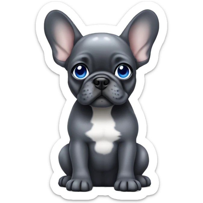 Dark Gray French Bulldog puppy with blue eyes sticker