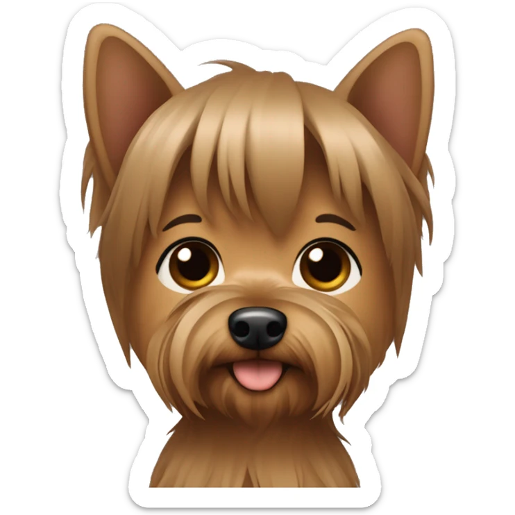 Yorkshire Terrier in the arms of a girl with brown hair sticker