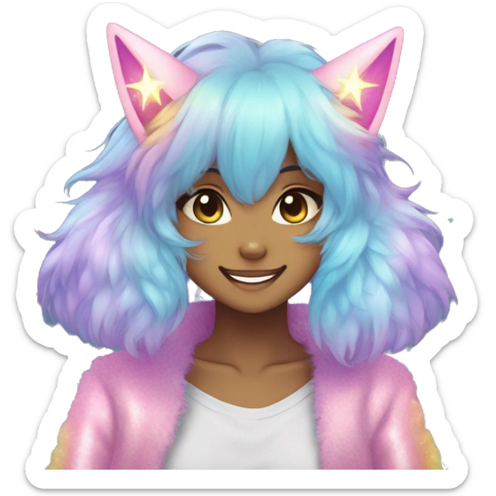 Anthro Shiny Colorful Pastel Glitter Sparkle Stars Gradient Anime Chibi Fakémon Fur Sona sticker