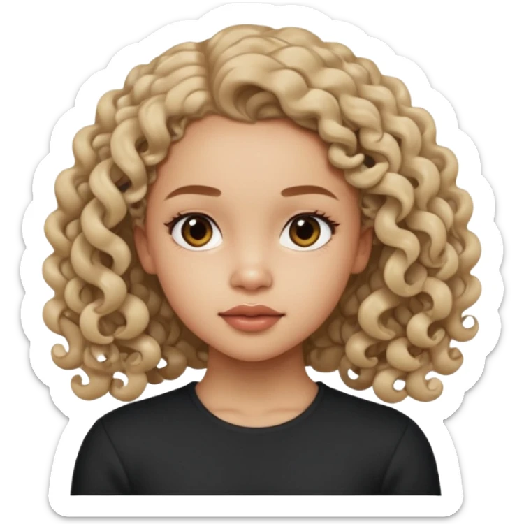 a girl looking off to the side, kind of looks like olivia rodrigo but with 3B curls sticker